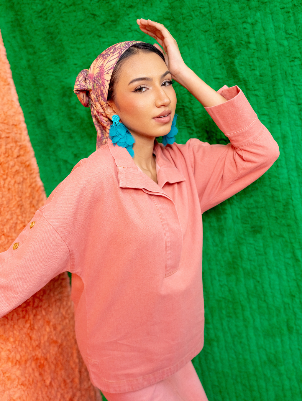 Becky Denim Top - Pink