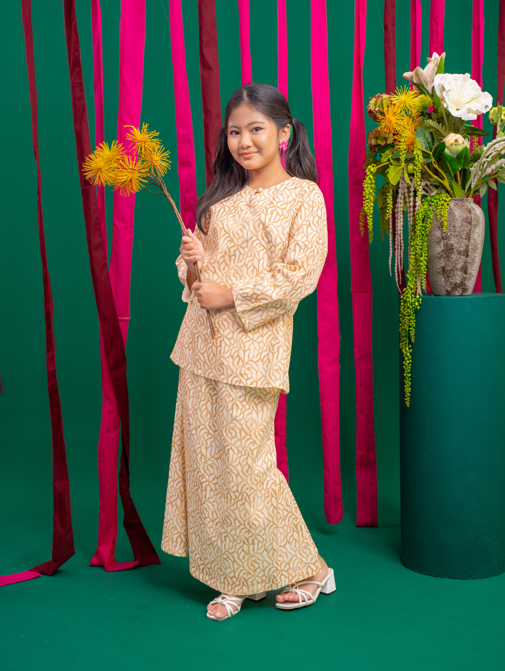 KIDS Grain Kurung - Cream