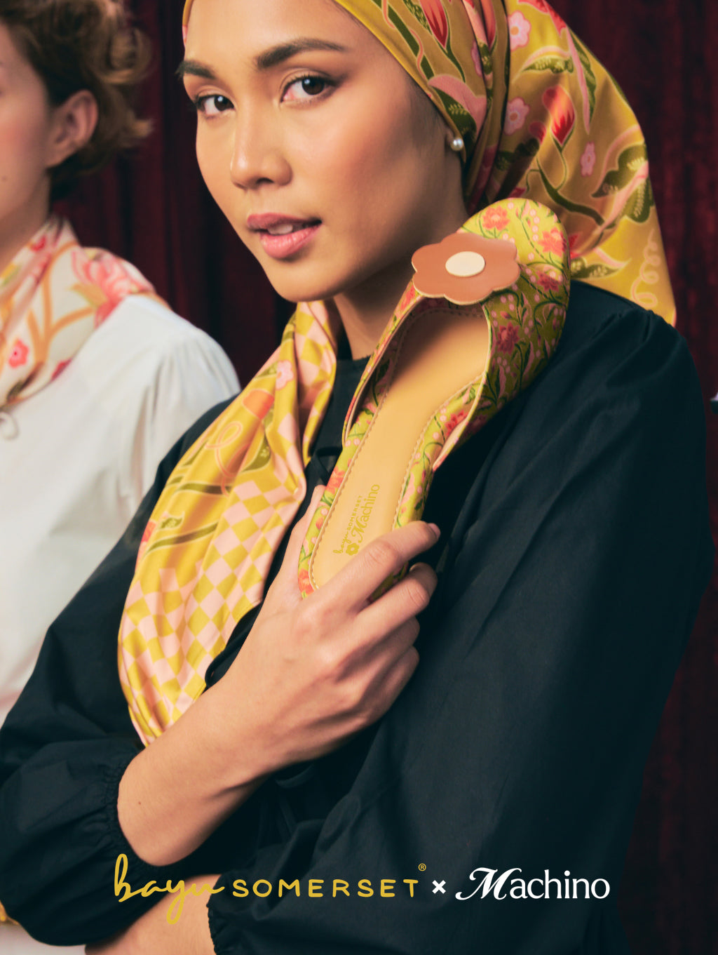 Square Scarf - Amber Bloom in Hana Sage
