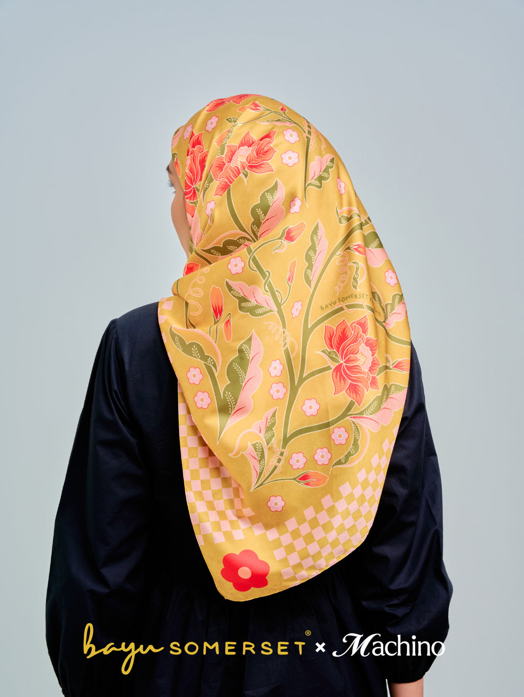 Square Scarf - Amber Bloom in Hana Sage