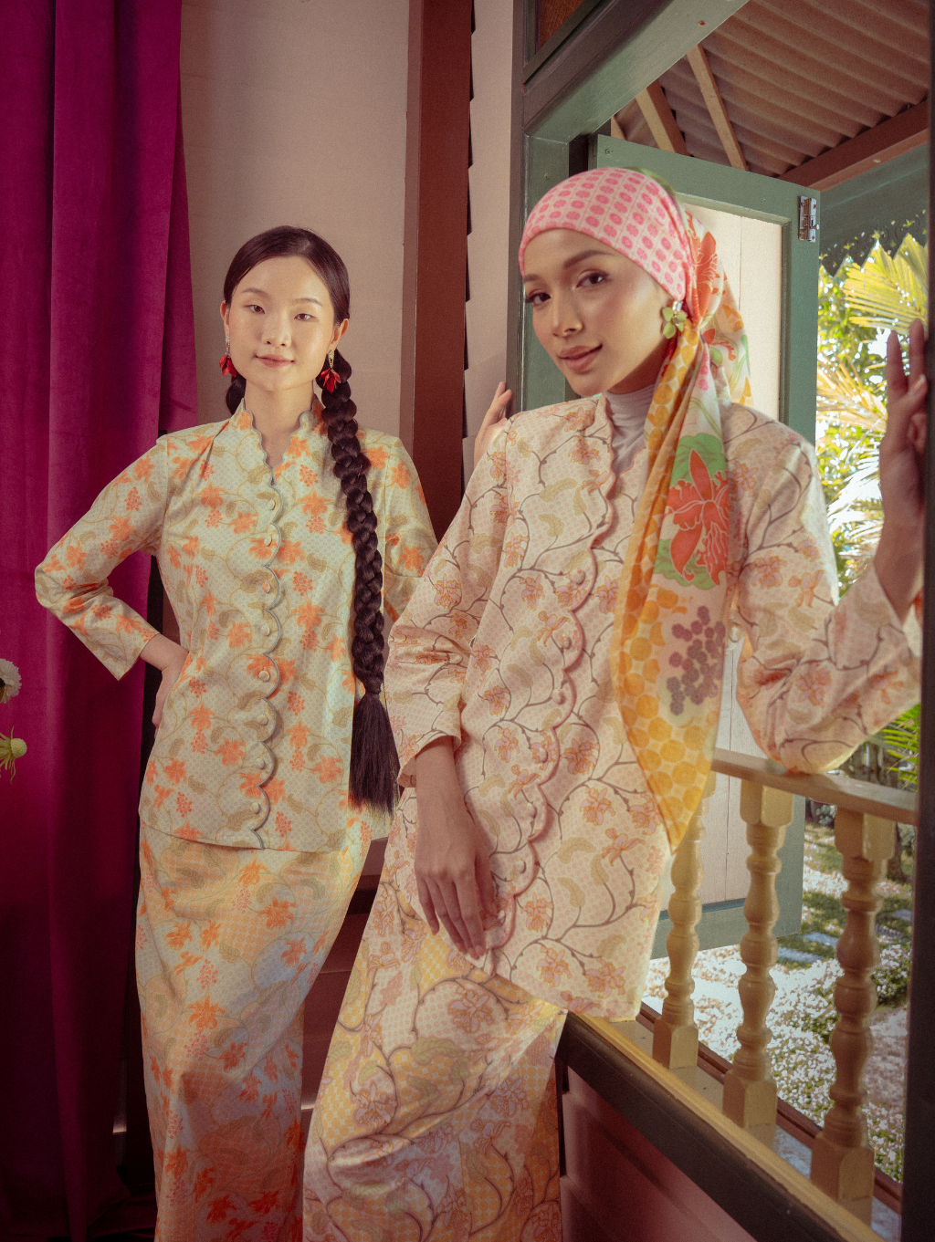 Noura Scalloped Kurung - Allunara Pink