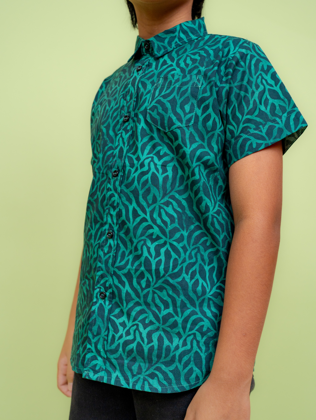 KIDS Basil Shirt - Grain Teal