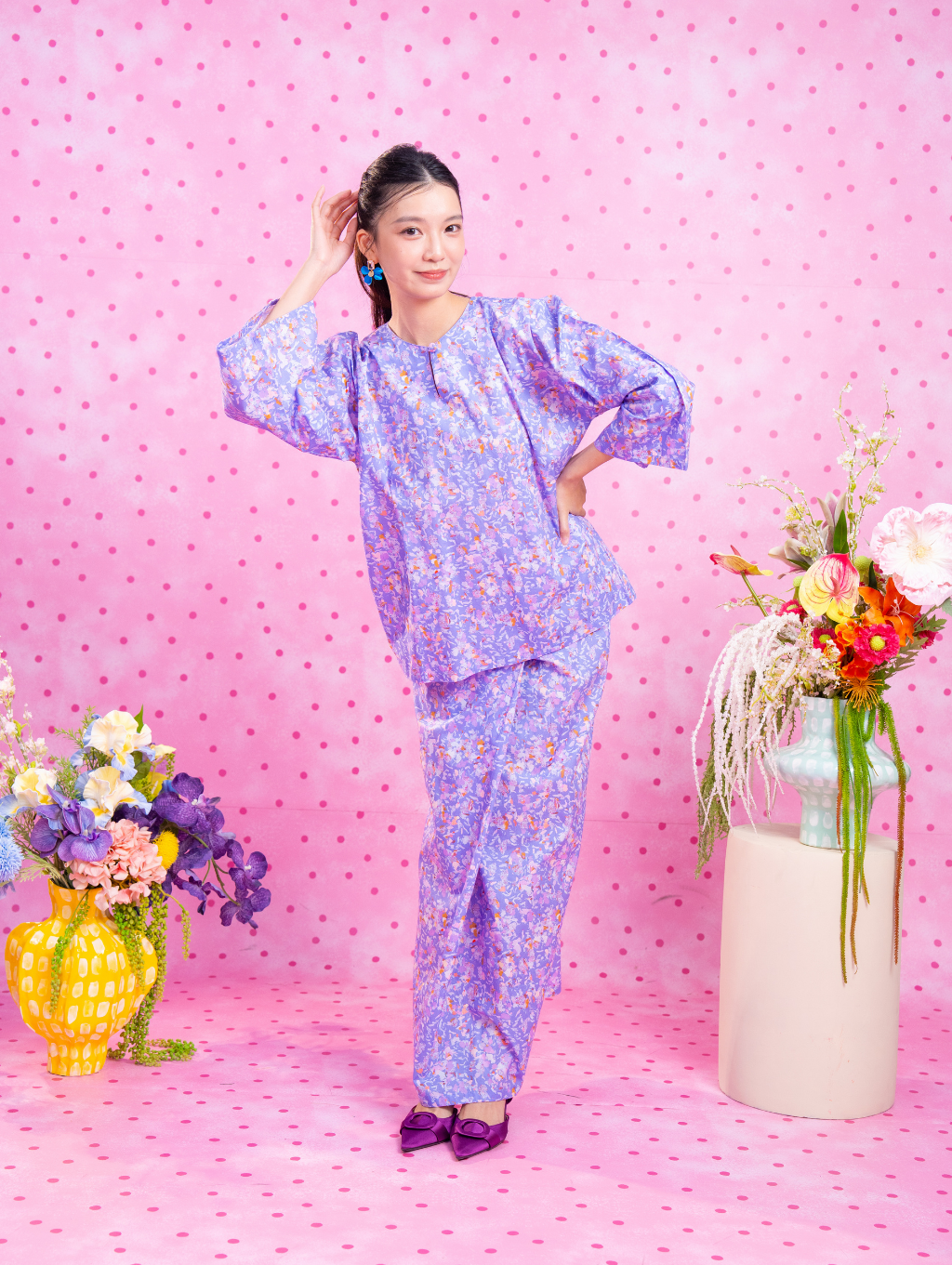 Tilly Oversized Kurung - Seafoam Lilac