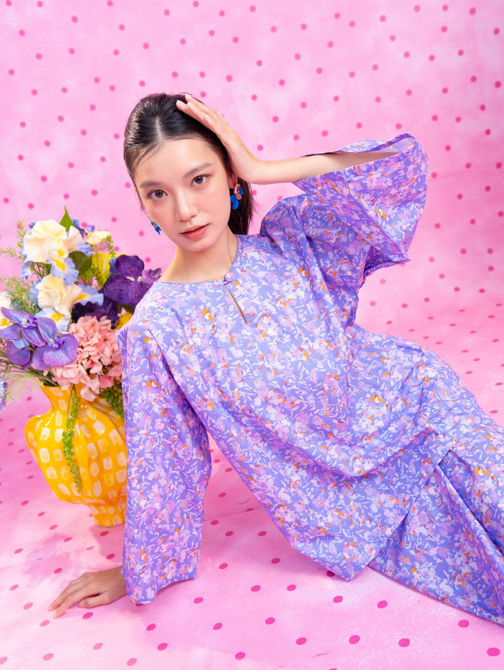 Tilly Oversized Kurung - Seafoam Lilac