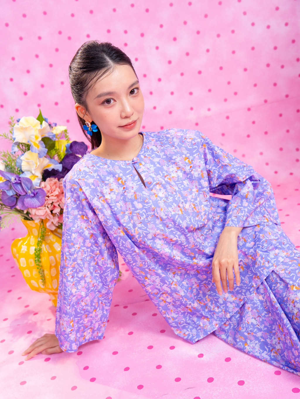 Tilly Oversized Kurung - Seafoam Lilac