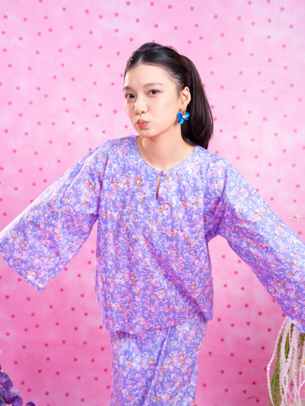 Tilly Oversized Kurung - Seafoam Lilac