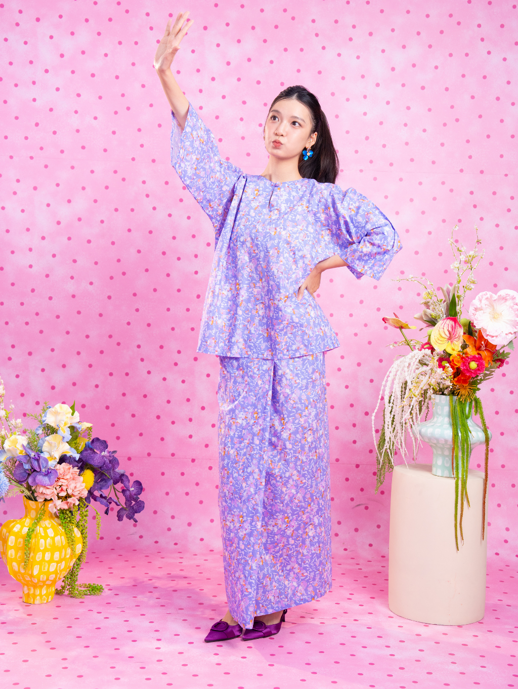 Tilly Oversized Kurung - Seafoam Lilac