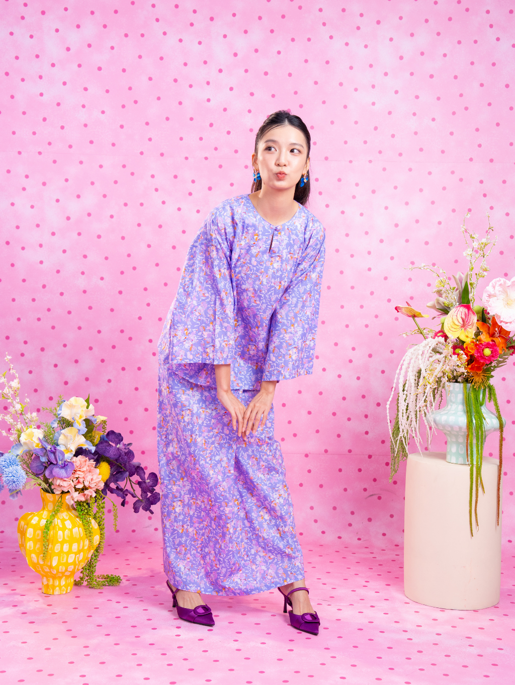Tilly Oversized Kurung - Seafoam Lilac