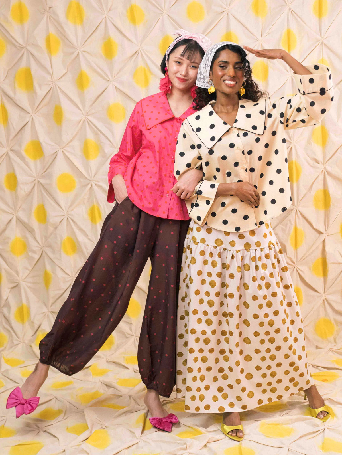 Ivy Harem Pants - Pois Maroon
