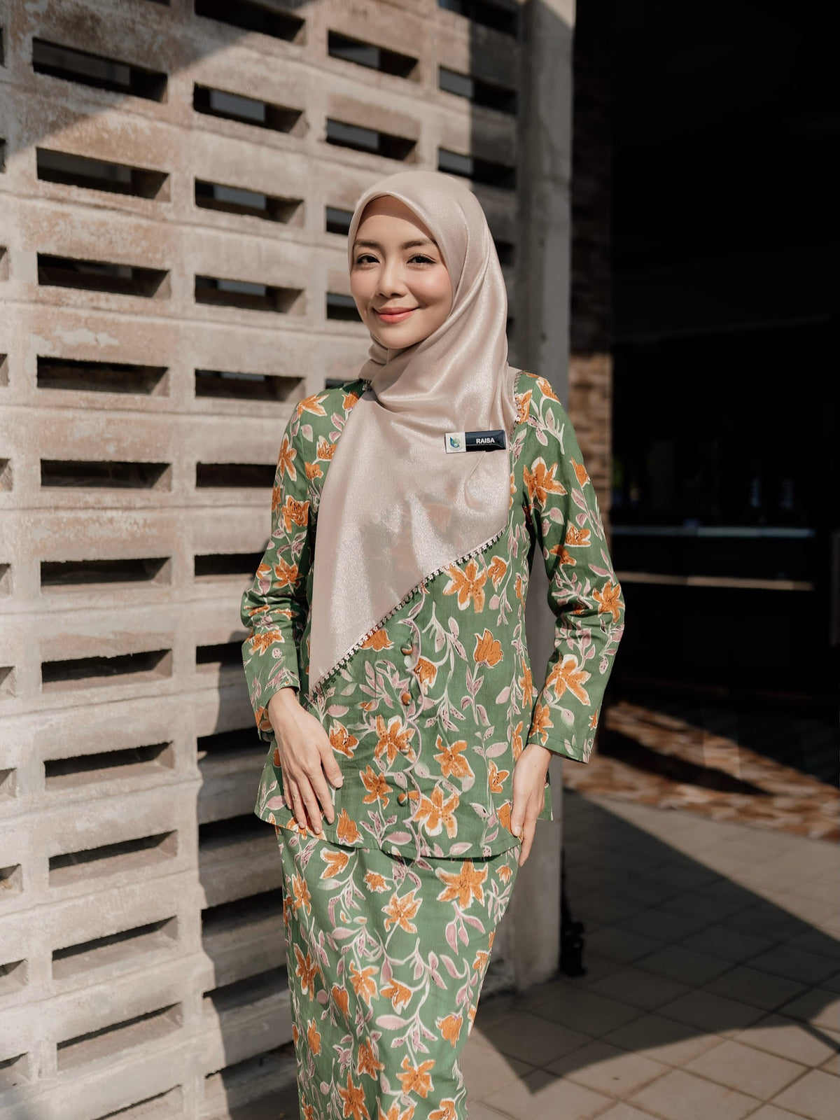 Noura Scalloped Kurung - Strawbliss Green