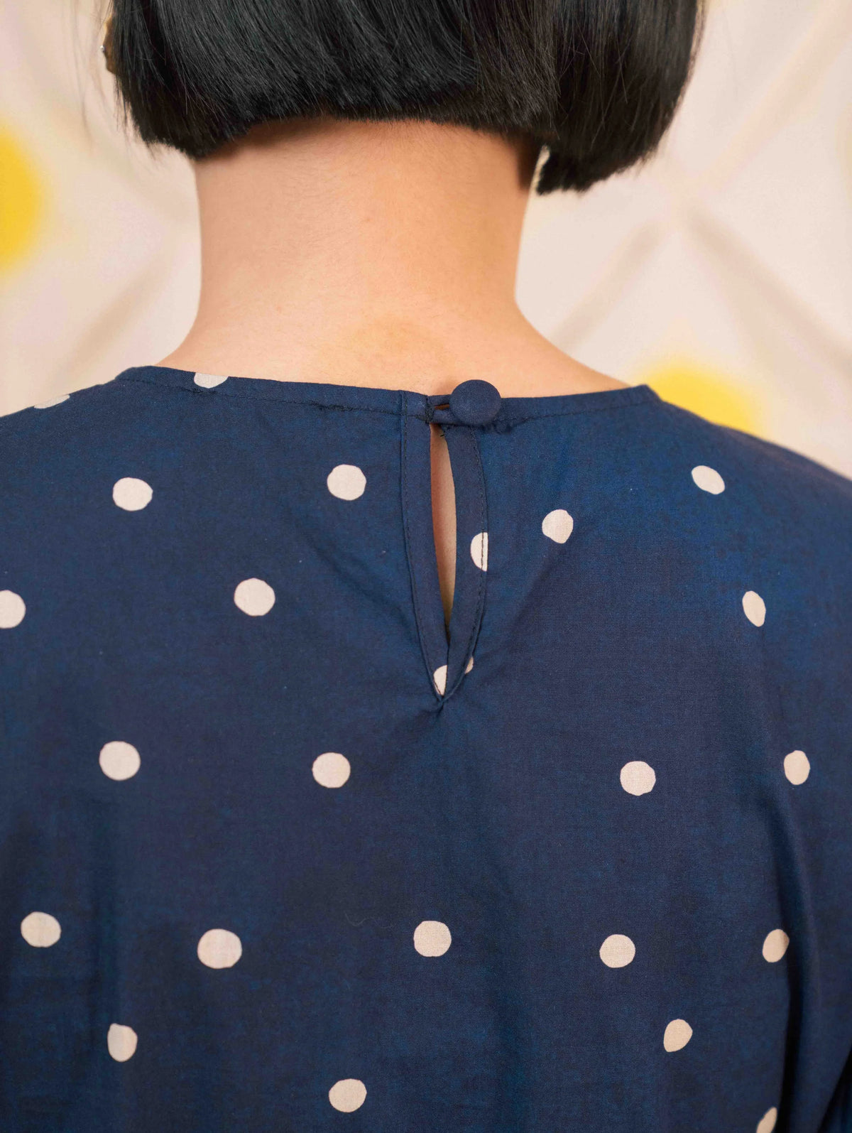Tiffany Gathered Dress - Pois Navy