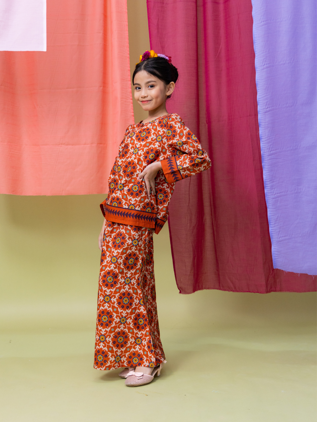 KIDS Catalina Kurung - Brick Orange