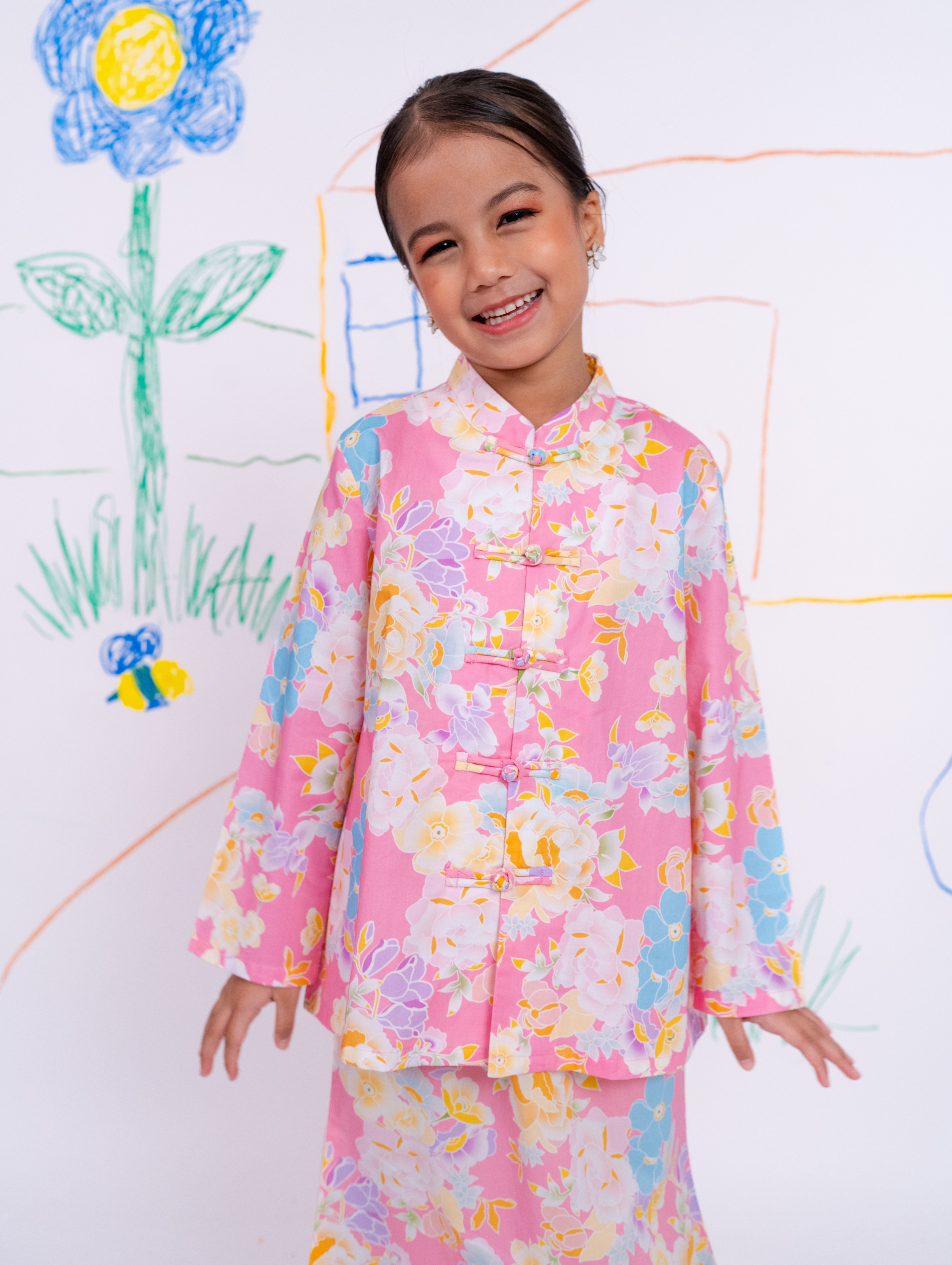 KIDS Mandarin Kurung in Pink