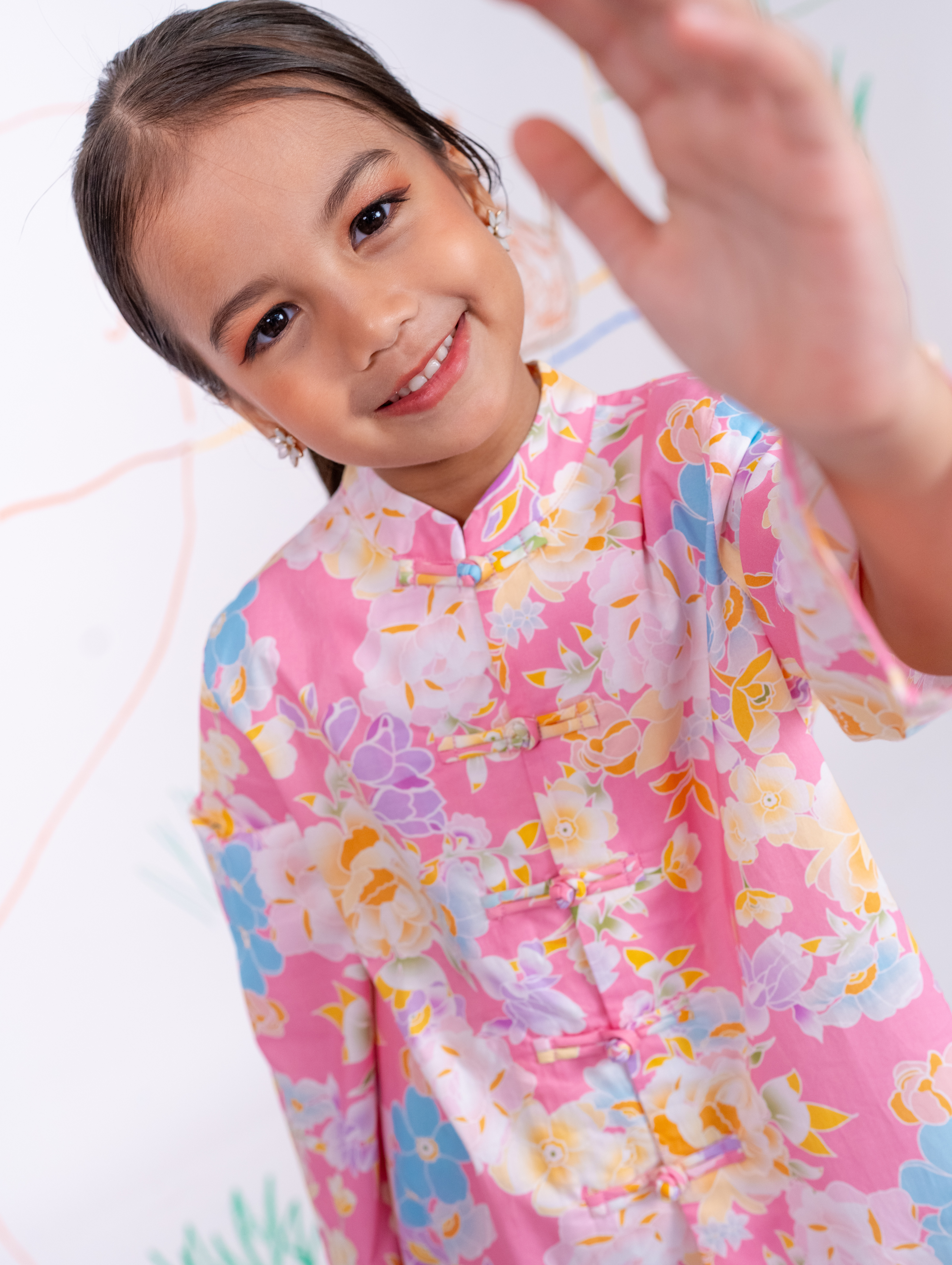 KIDS Mandarin Kurung in Pink