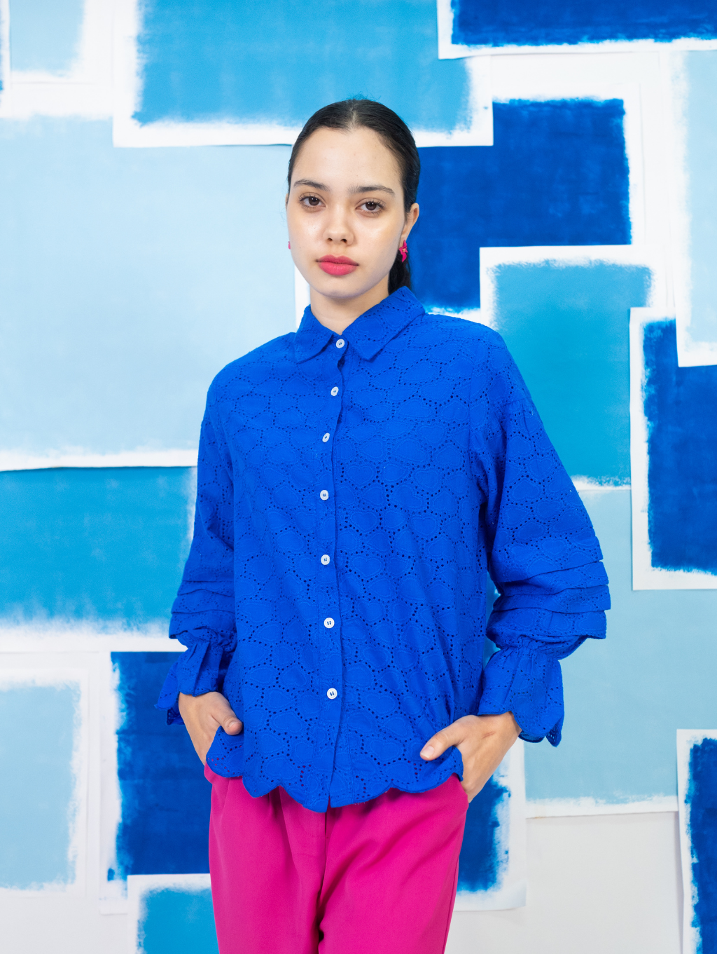Haven Embroidery  Top - Blue