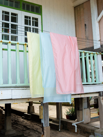 Melor Embroidery Shawl - Soft Blue