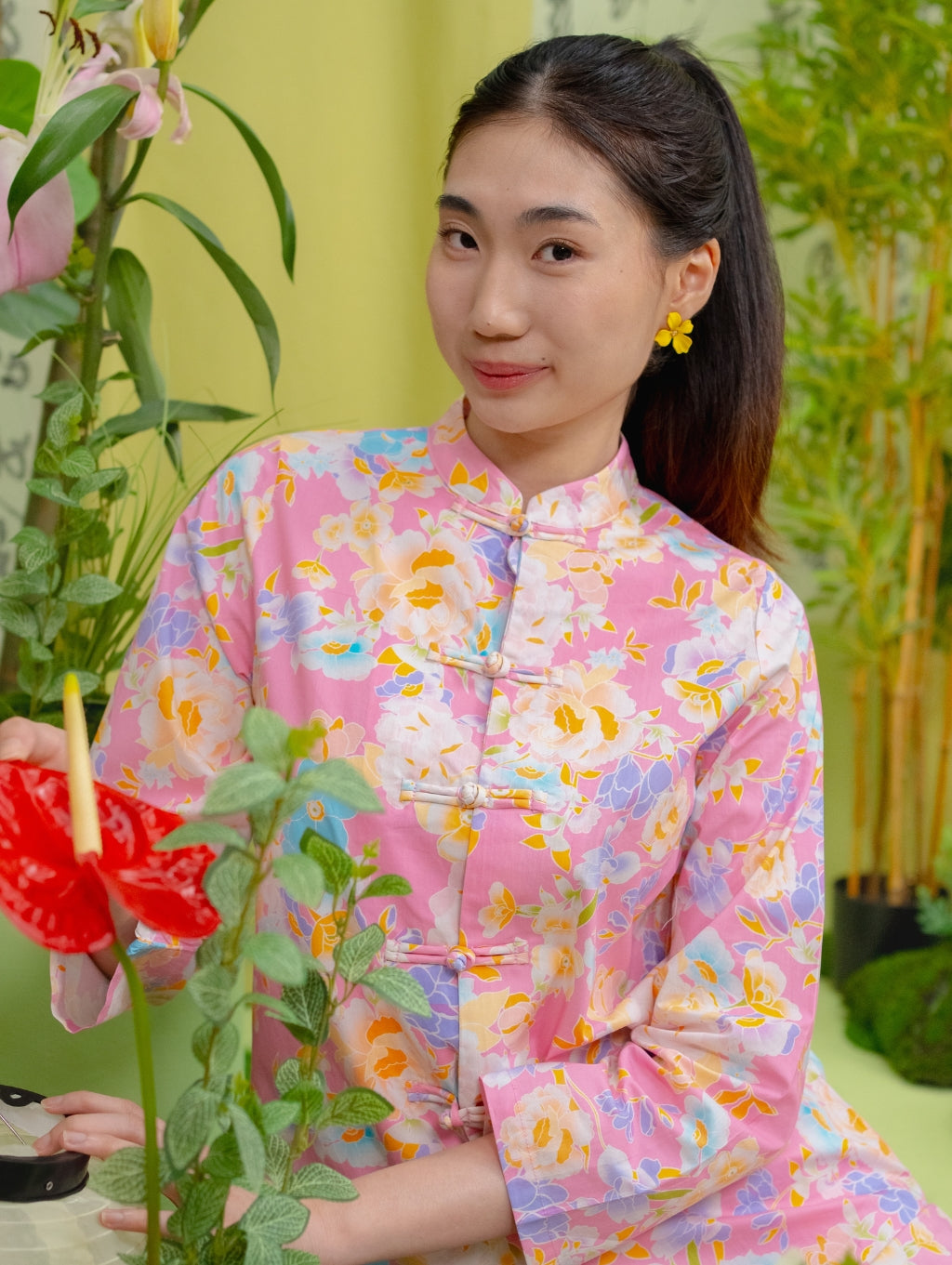 Mandarin Kurung - Pink