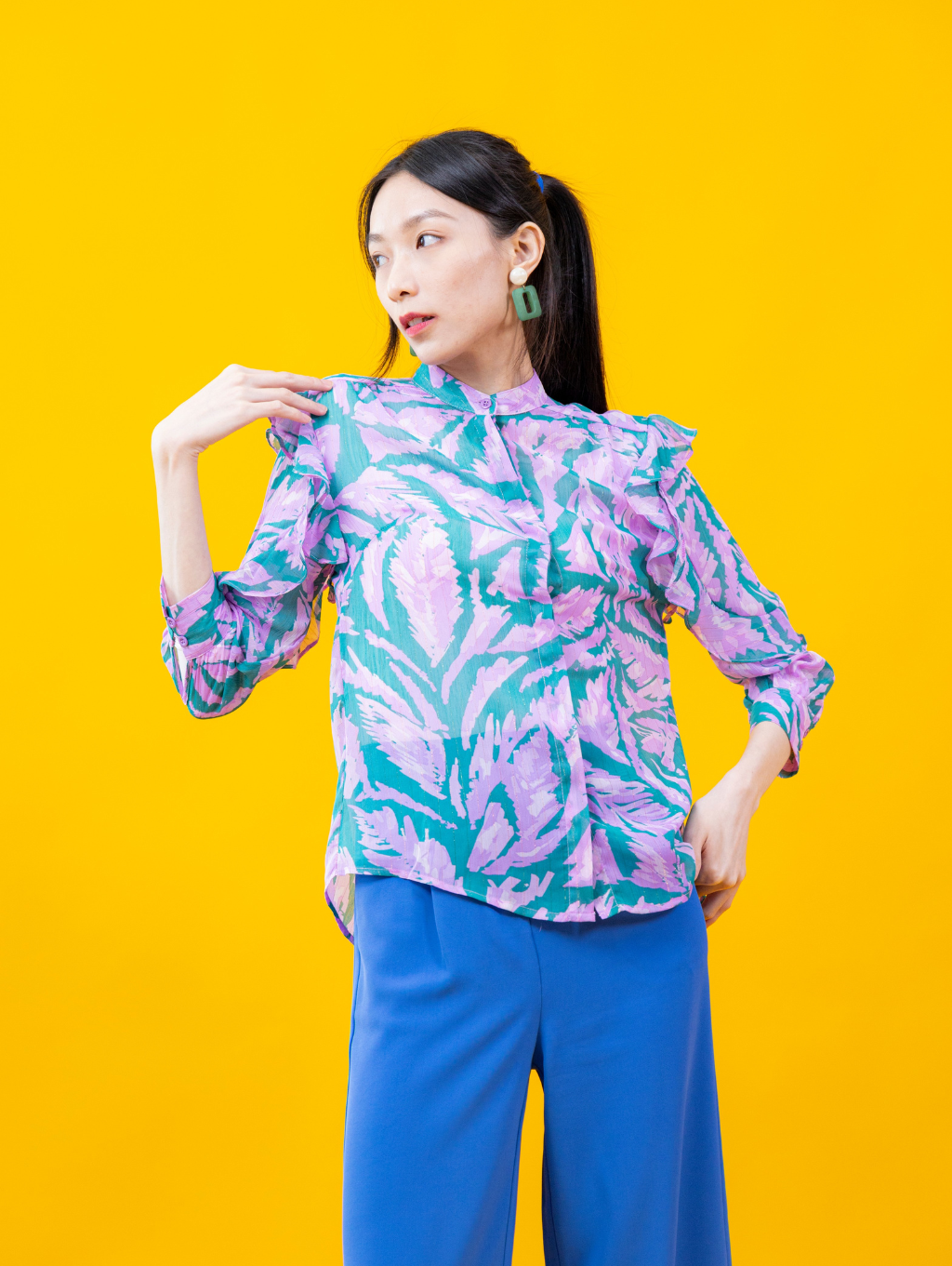 Keira Frill Blouse - Teal