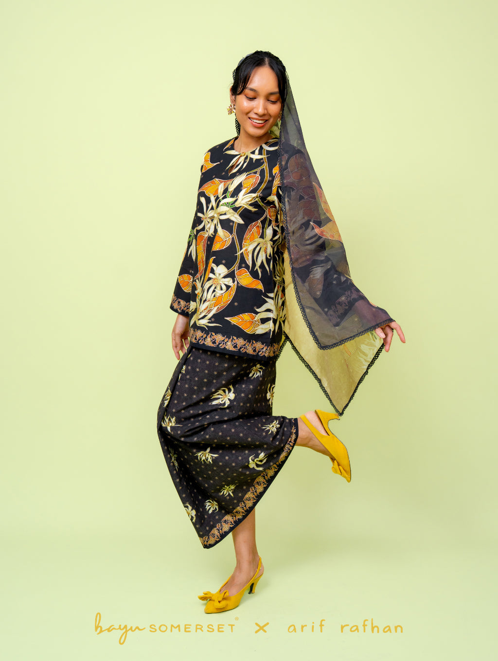 Cempaka Kurung - Hitam (with shawl)