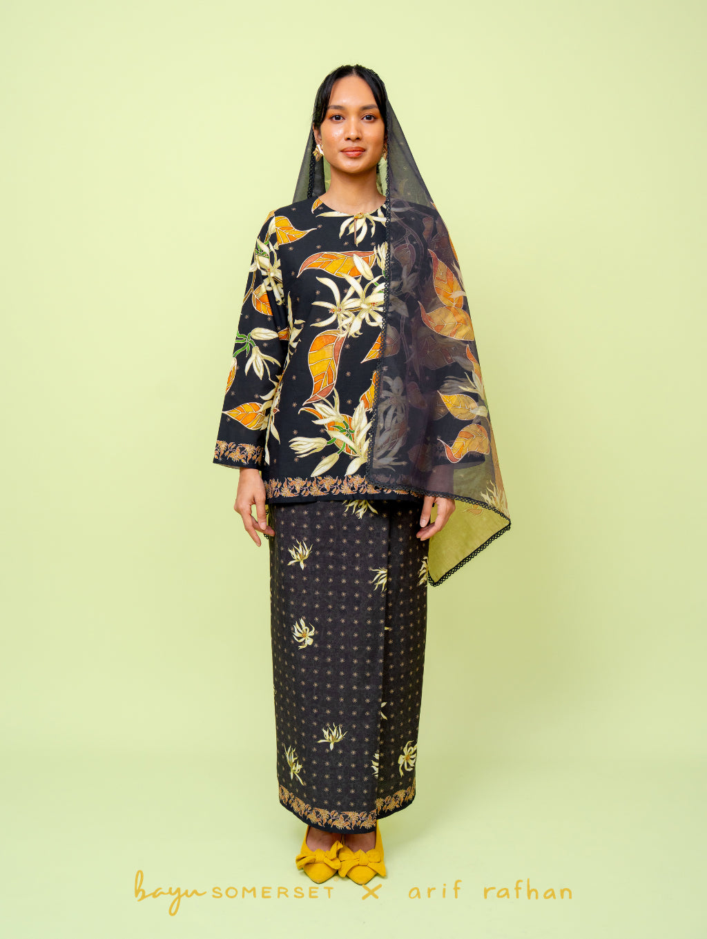 Cempaka Kurung - Hitam (with shawl)