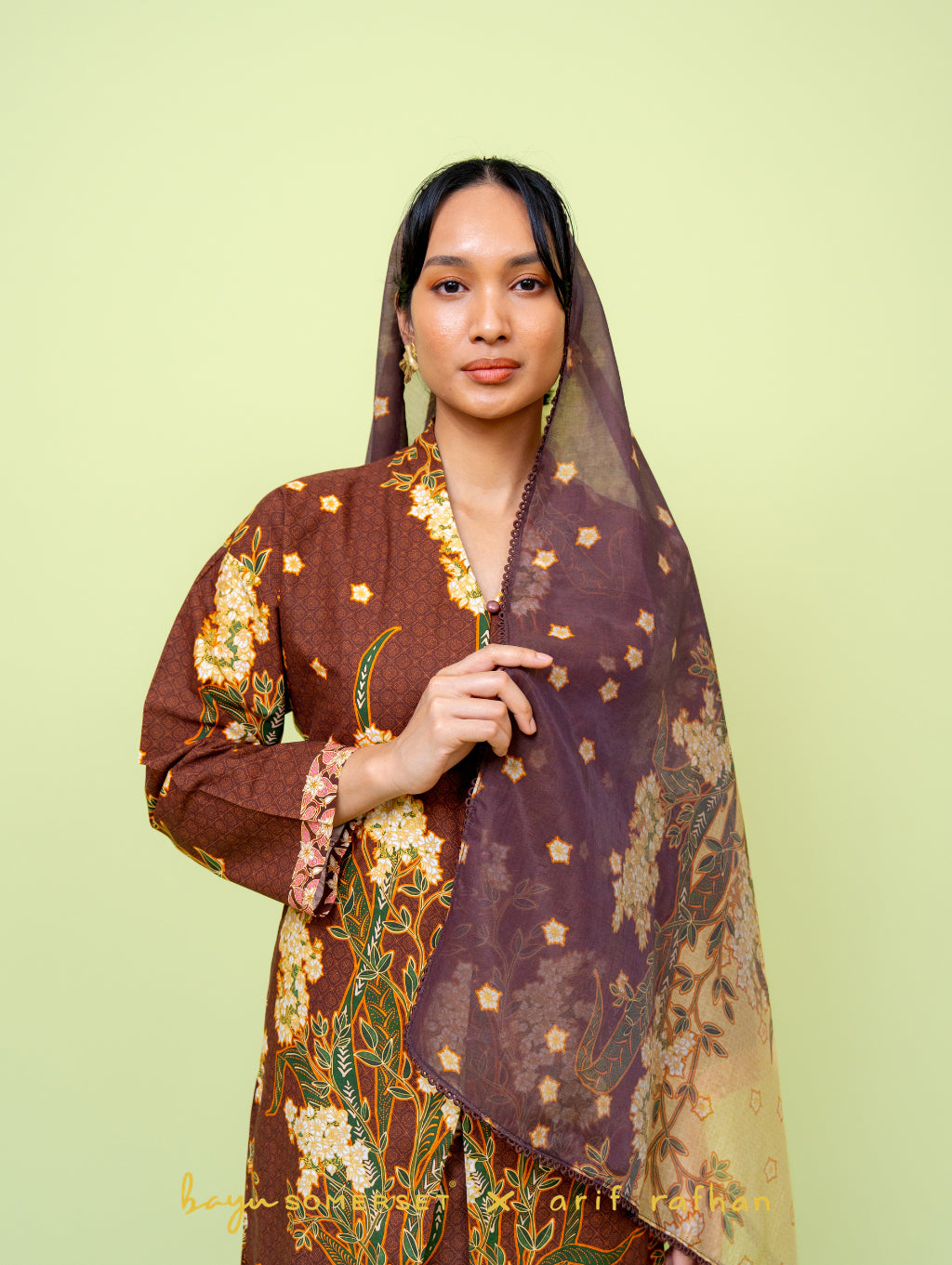 Mega Maxi Kebaya - Kesidang Brown (with shawl)