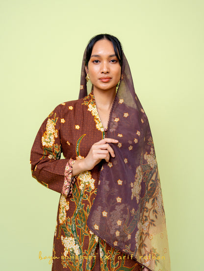 Mega Maxi Kebaya - Kesidang Brown (with shawl)