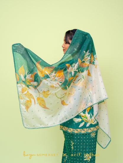 Elora Kurung - Cempaka Teal (with shawl)