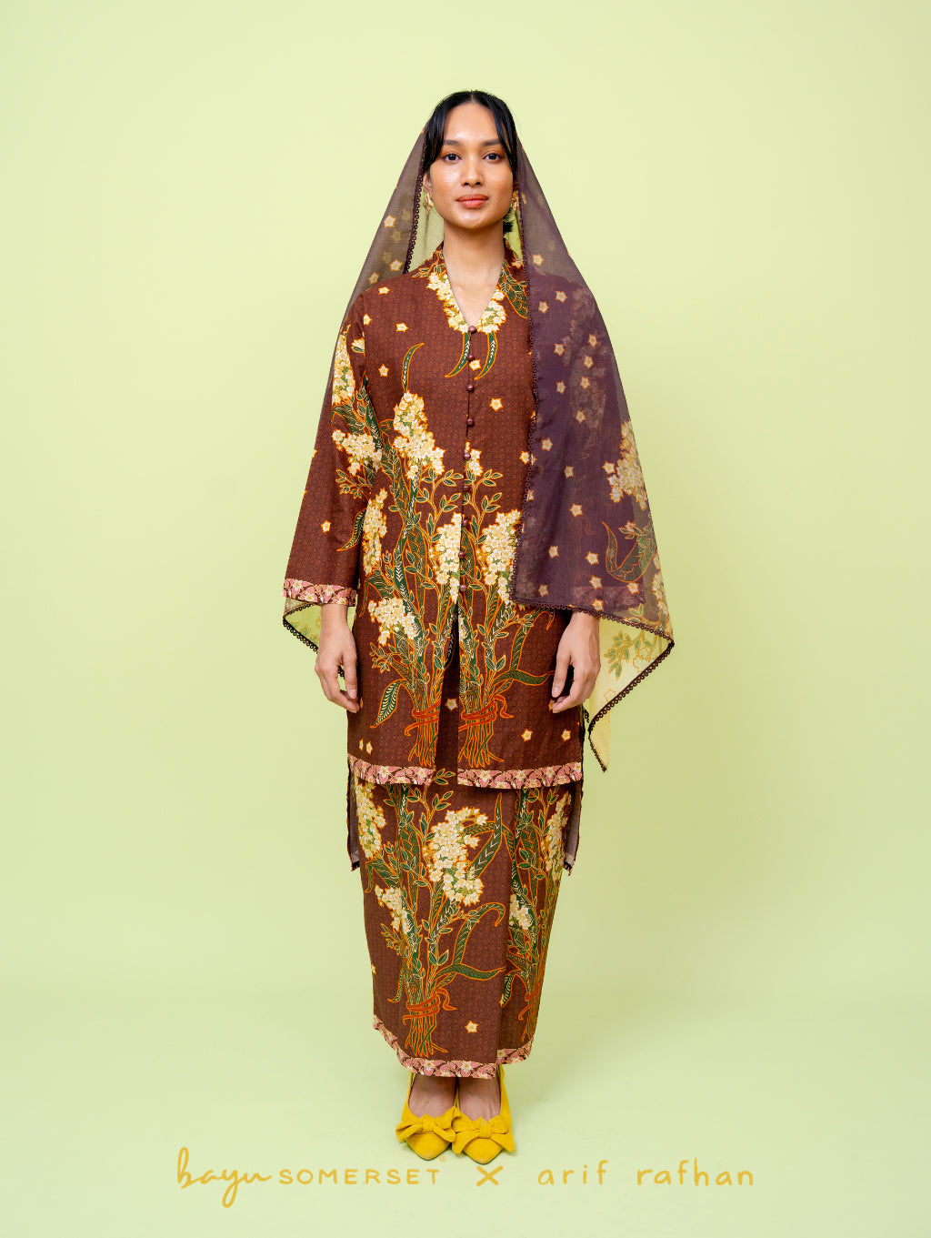 Mega Maxi Kebaya - Kesidang Brown (with shawl)