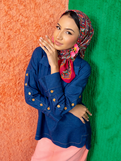 Becky Denim Top - Dark Blue