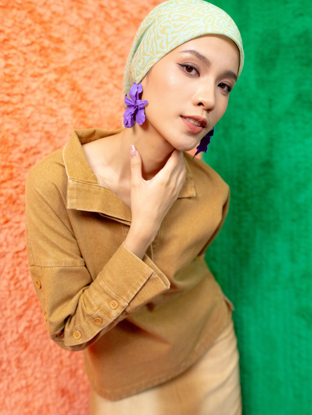 Becky Denim Top - Brown