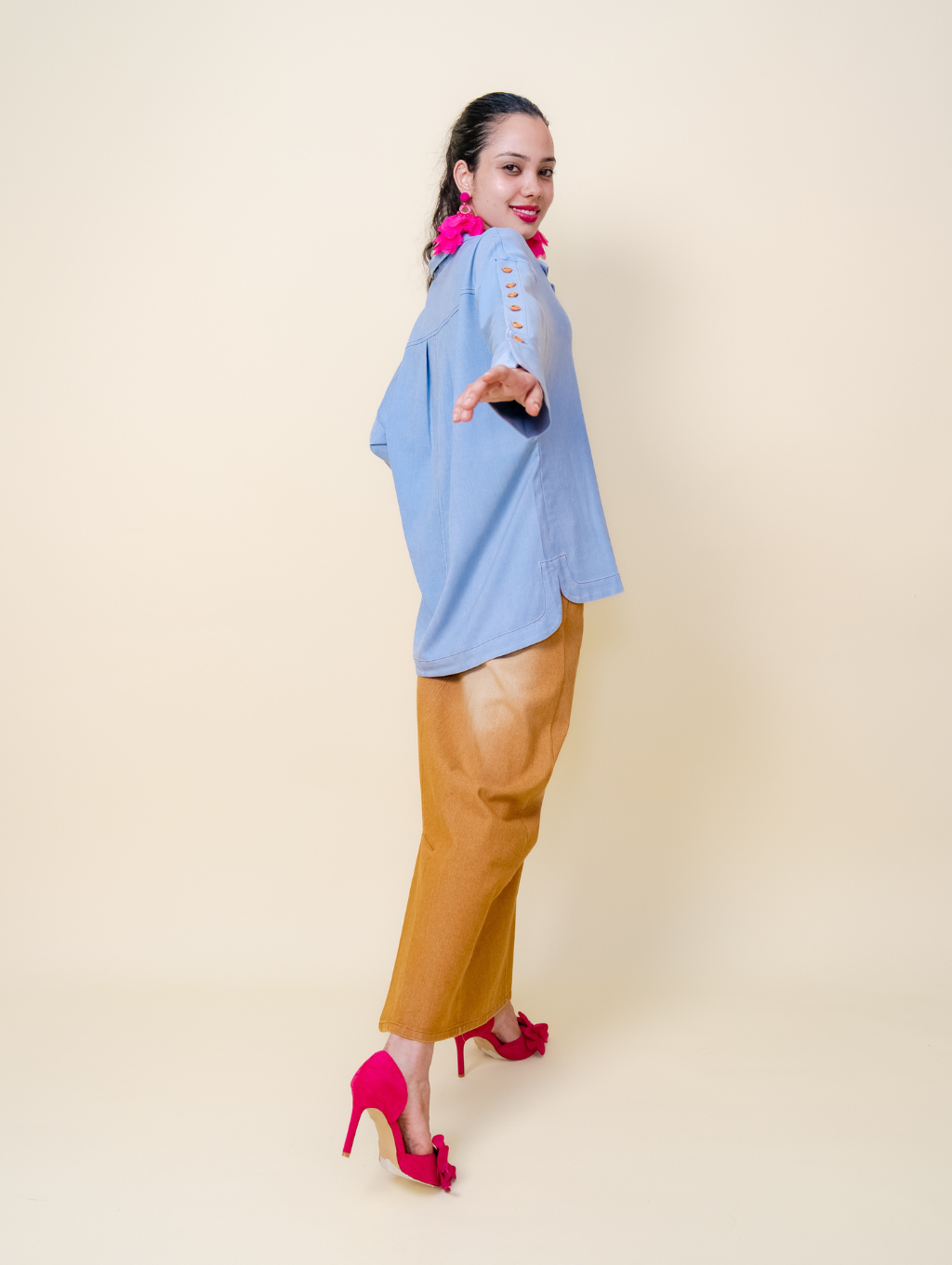 Becky Denim Top - Light Blue