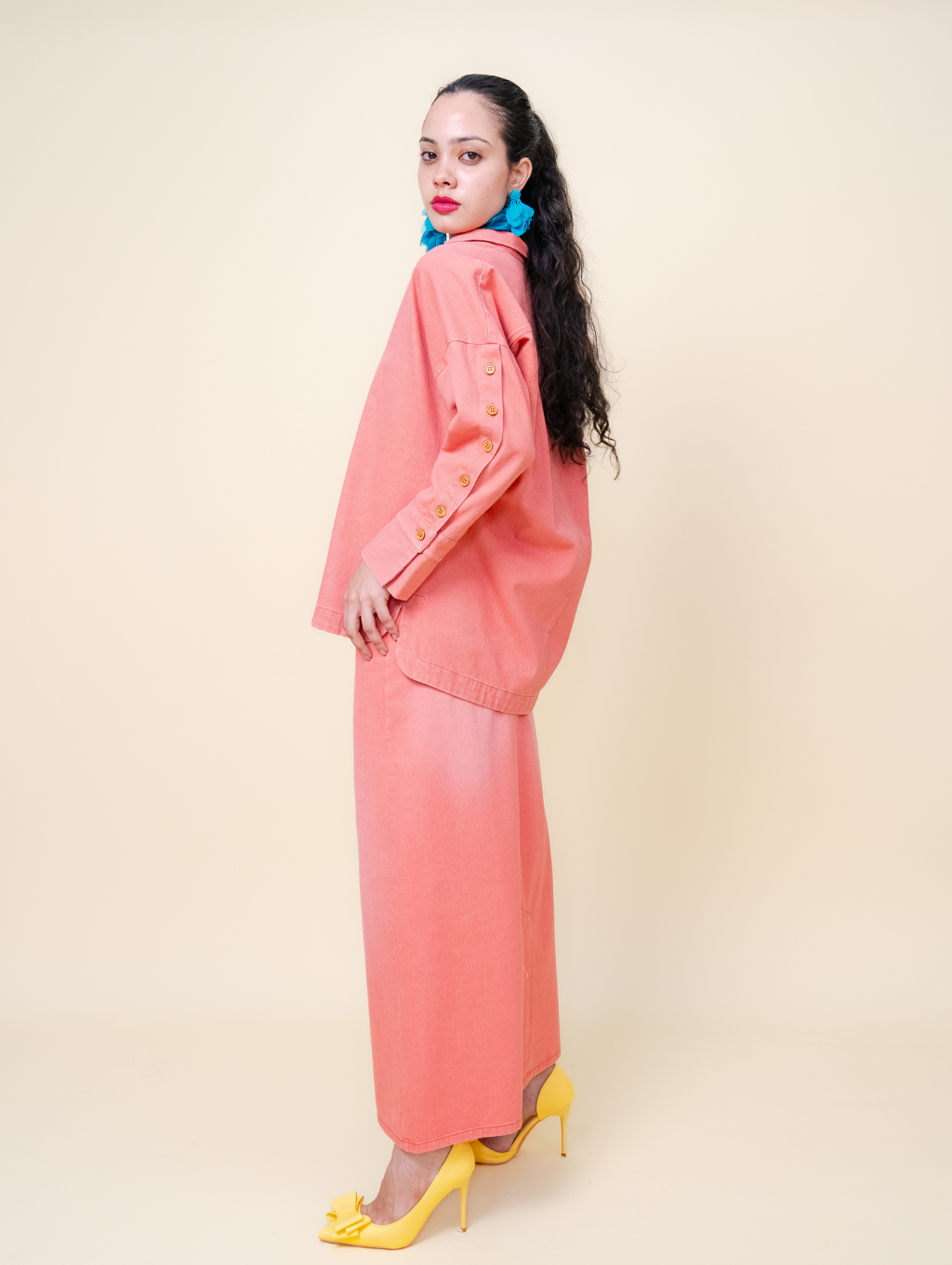 Becky Denim Top - Pink