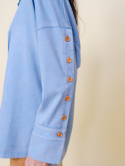 Becky Denim Top - Light Blue