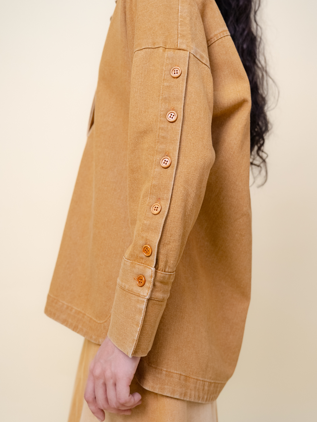 Becky Denim Top - Brown