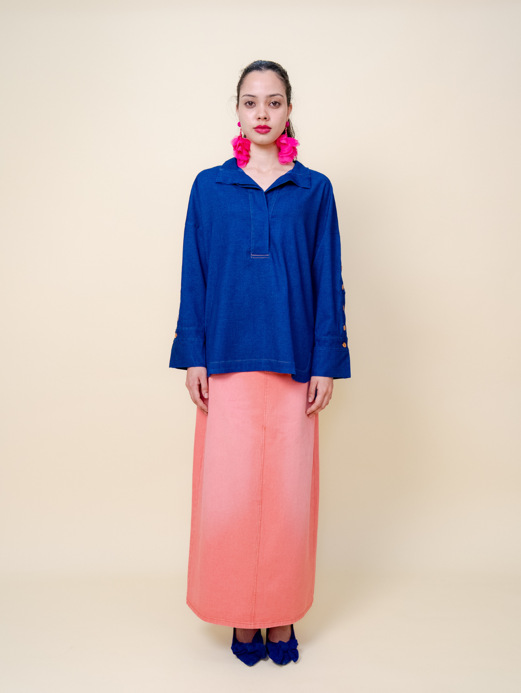 Becky Denim Top - Dark Blue