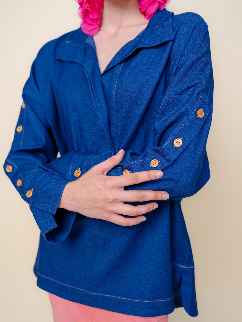 Becky Denim Top - Dark Blue