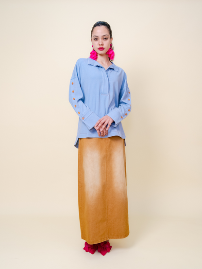 Becky Denim Top - Light Blue