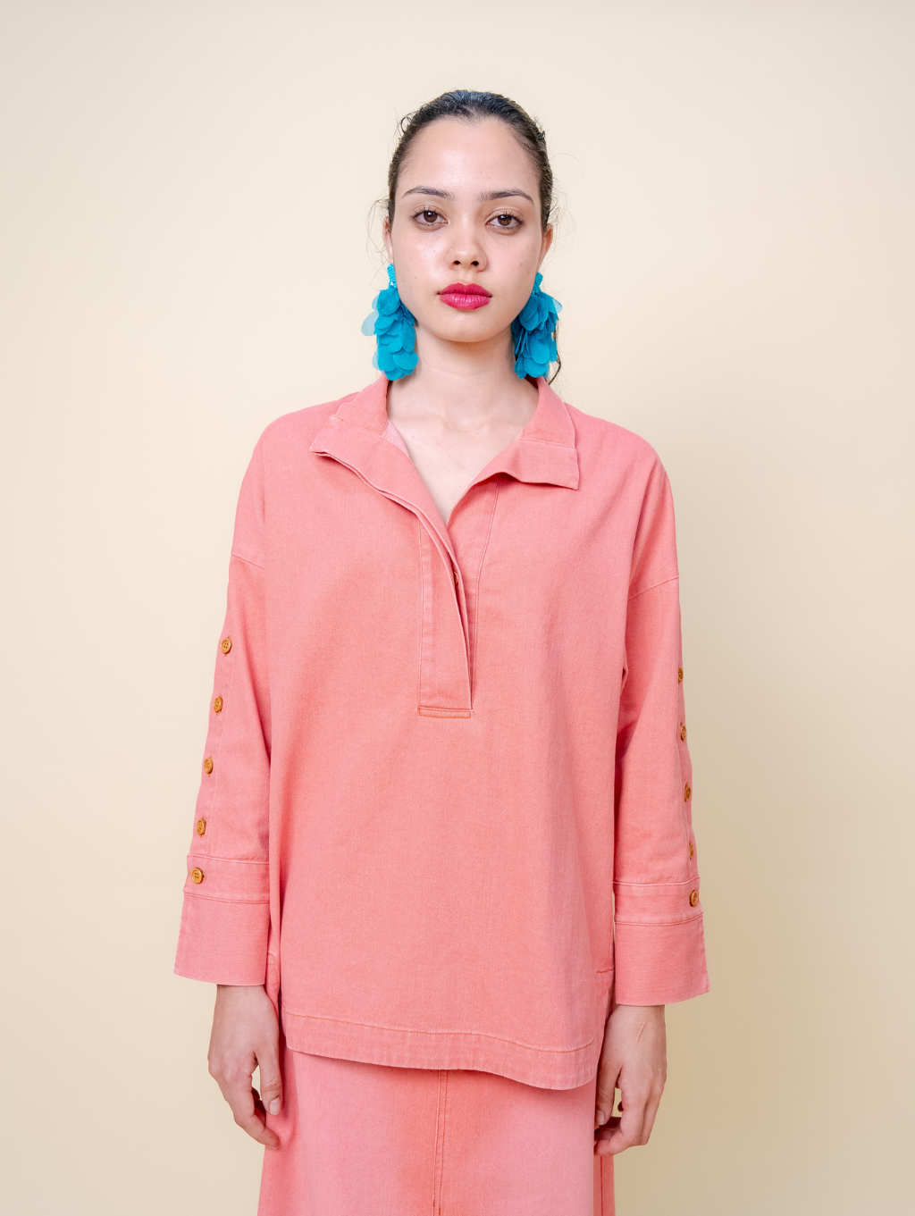 Becky Denim Top - Pink