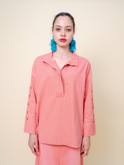 Becky Denim Top - Pink
