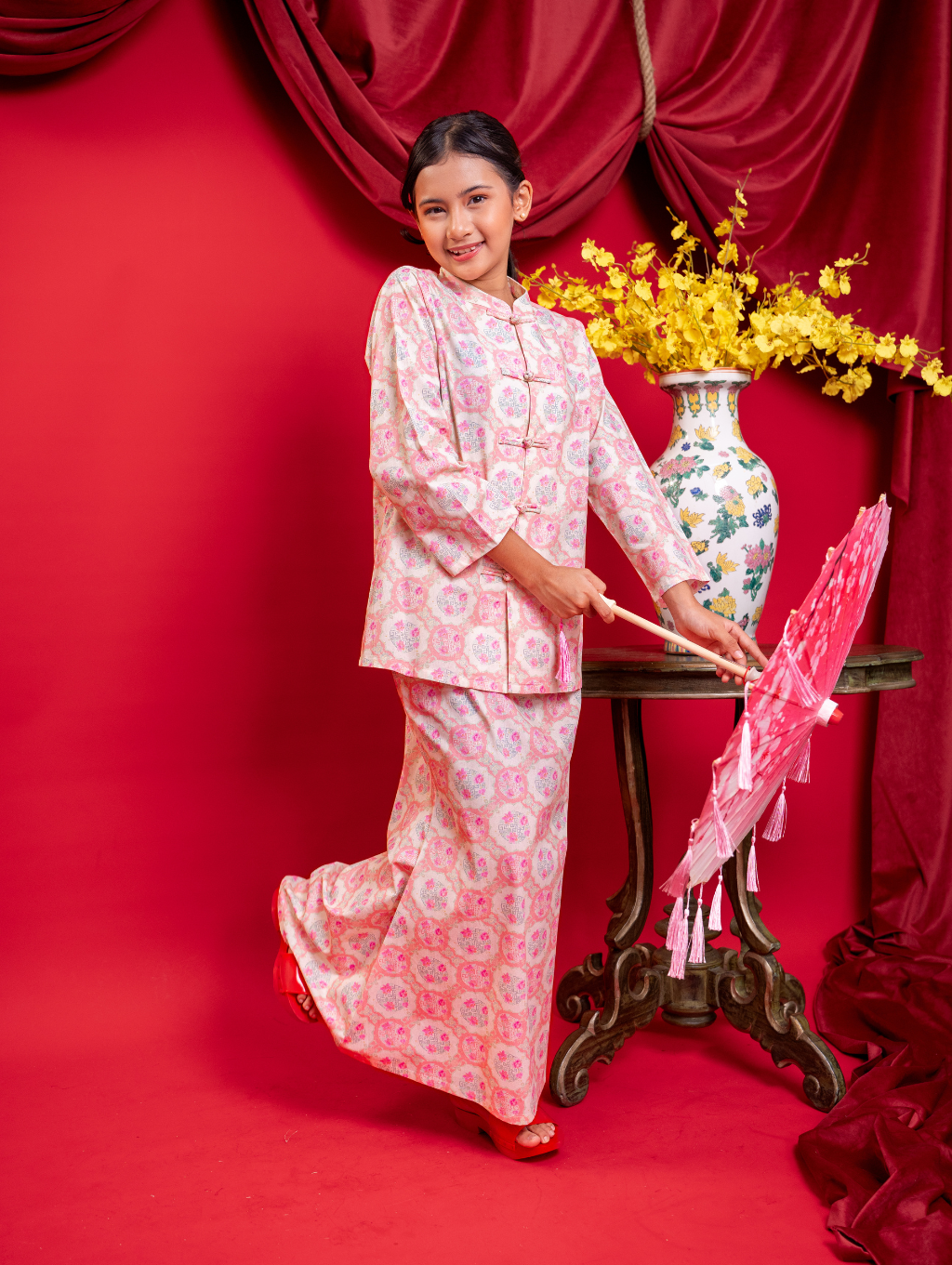 KIDS Mandarin Kurung - Gui Peach
