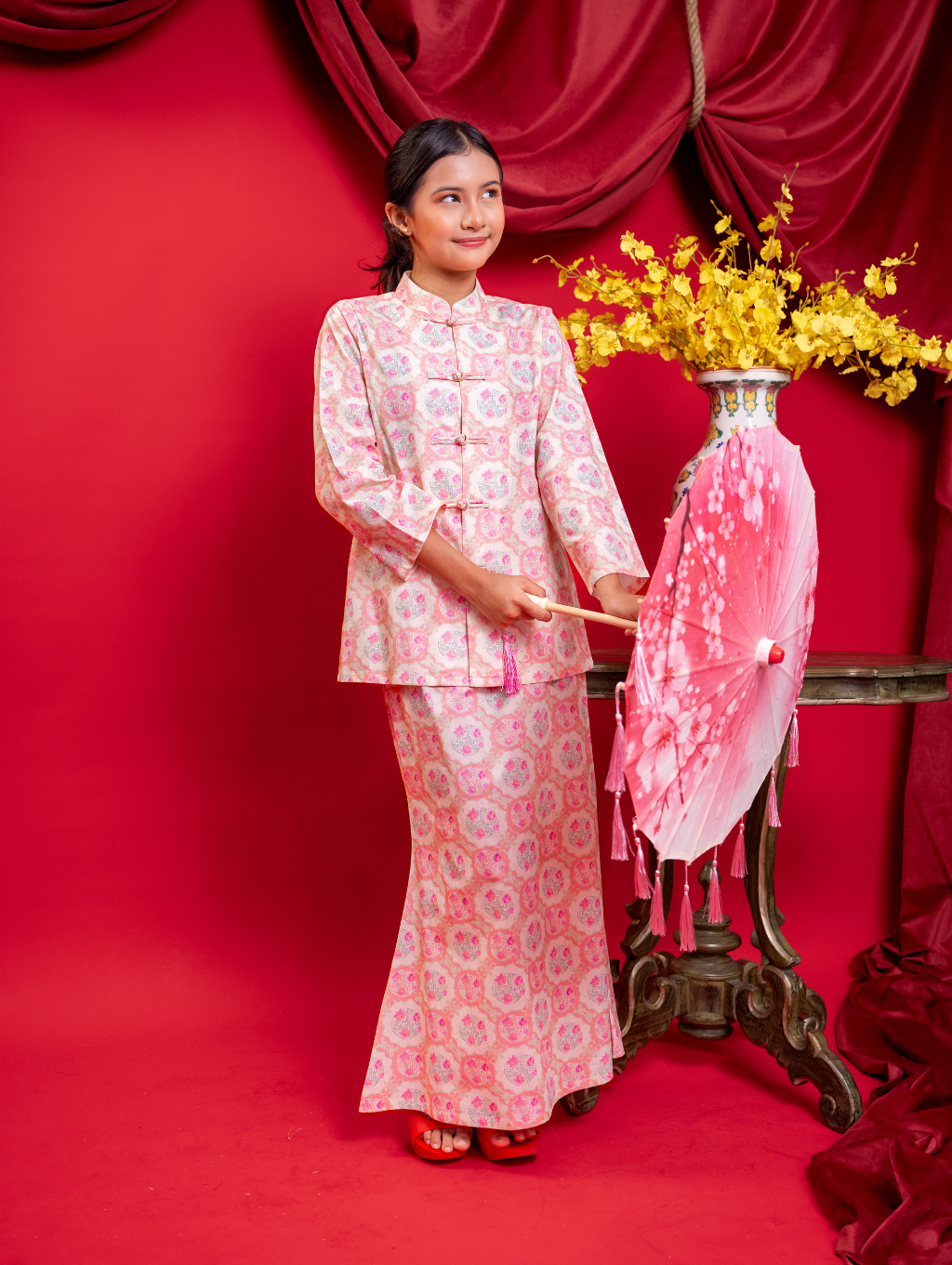 KIDS Mandarin Kurung - Gui Peach