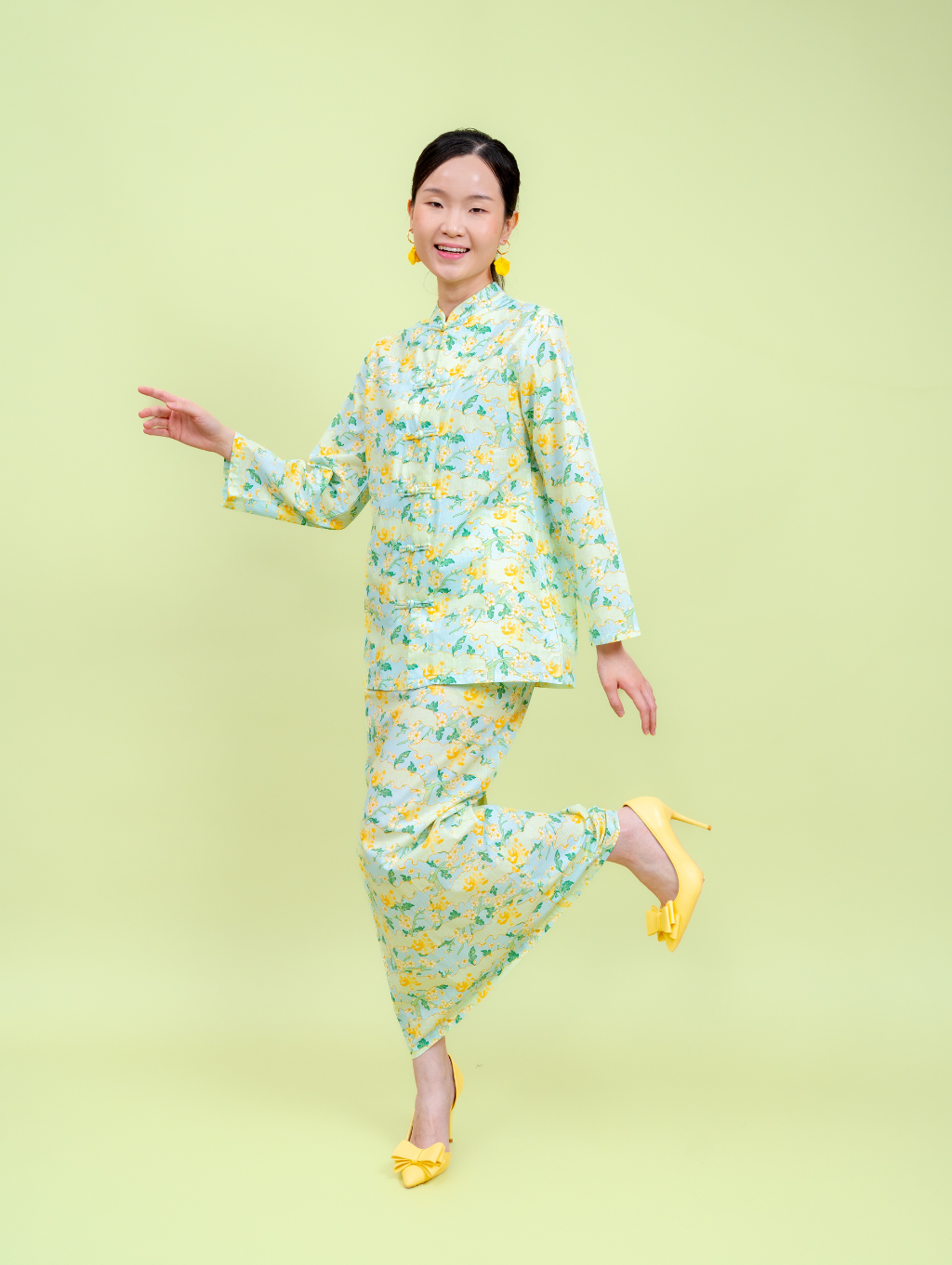 Mandarin Kurung - Mint Blue