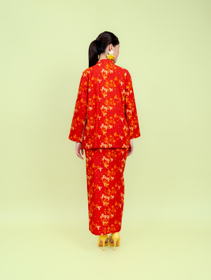 Mandarin Kurung - Red Blossom