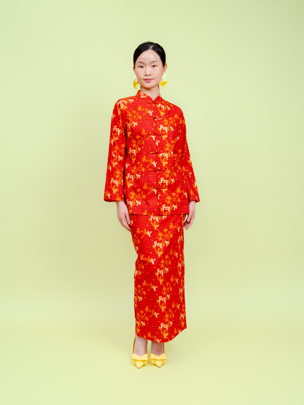 Mandarin Kurung - Red Blossom