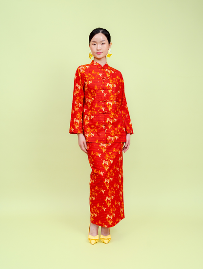 Mandarin Kurung - Red Blossom