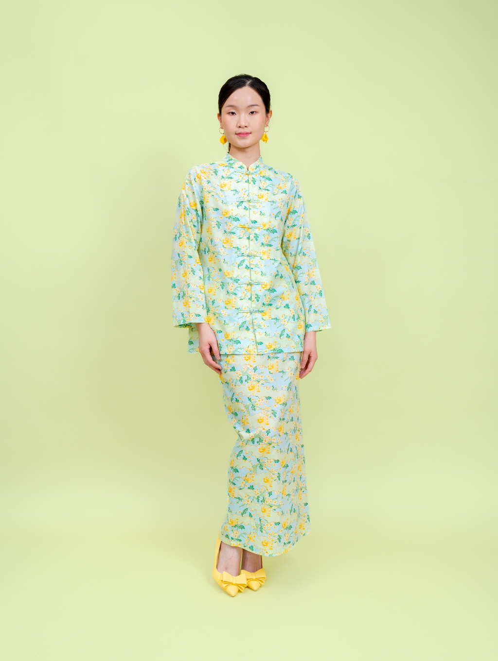 Mandarin Kurung - Mint Blue