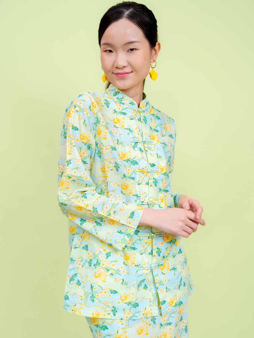 Mandarin Kurung - Mint Blue