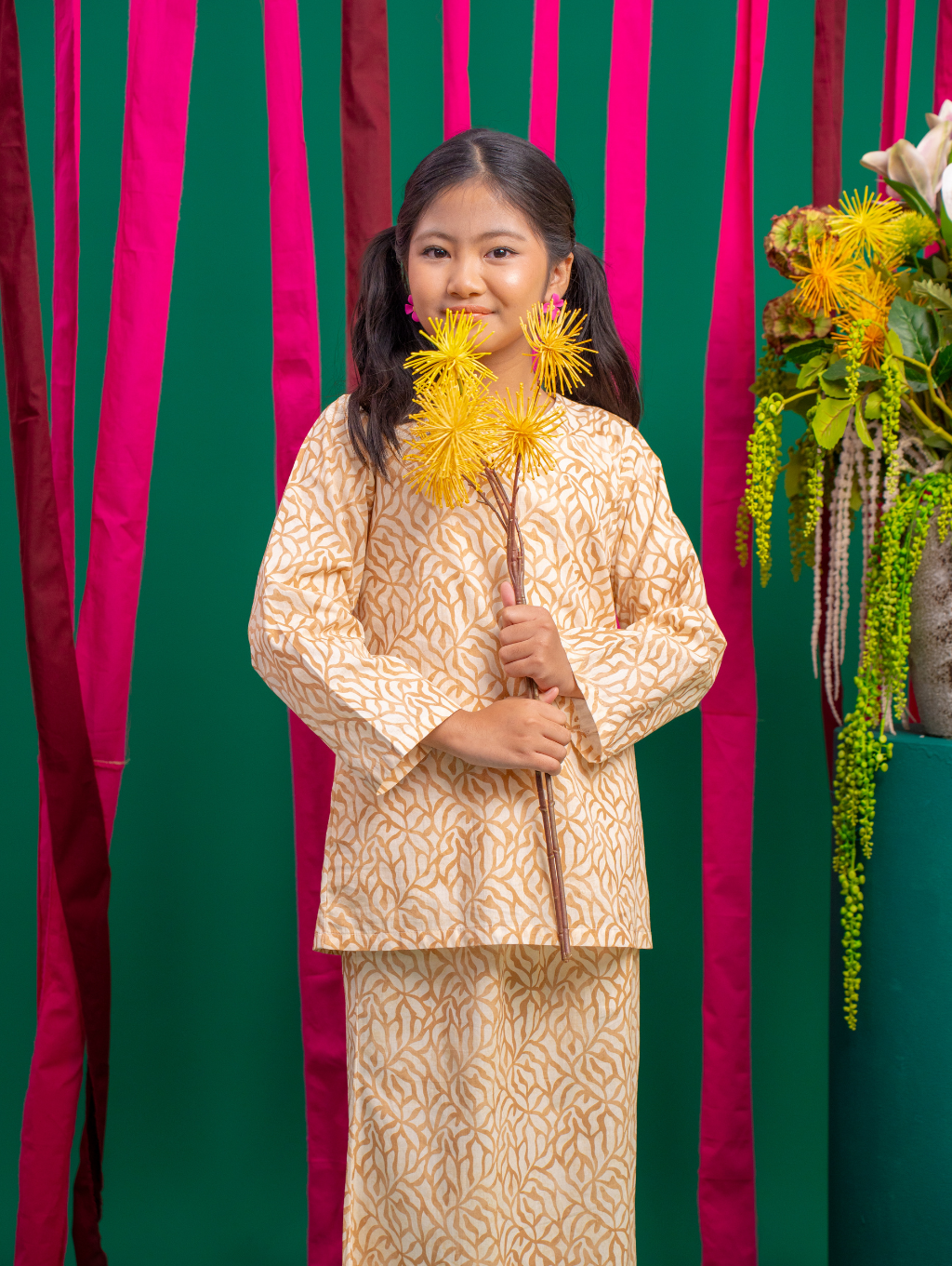 KIDS Grain Kurung - Cream