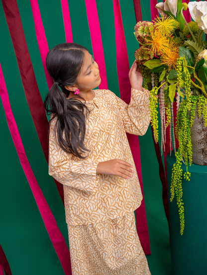 KIDS Grain Kurung - Cream