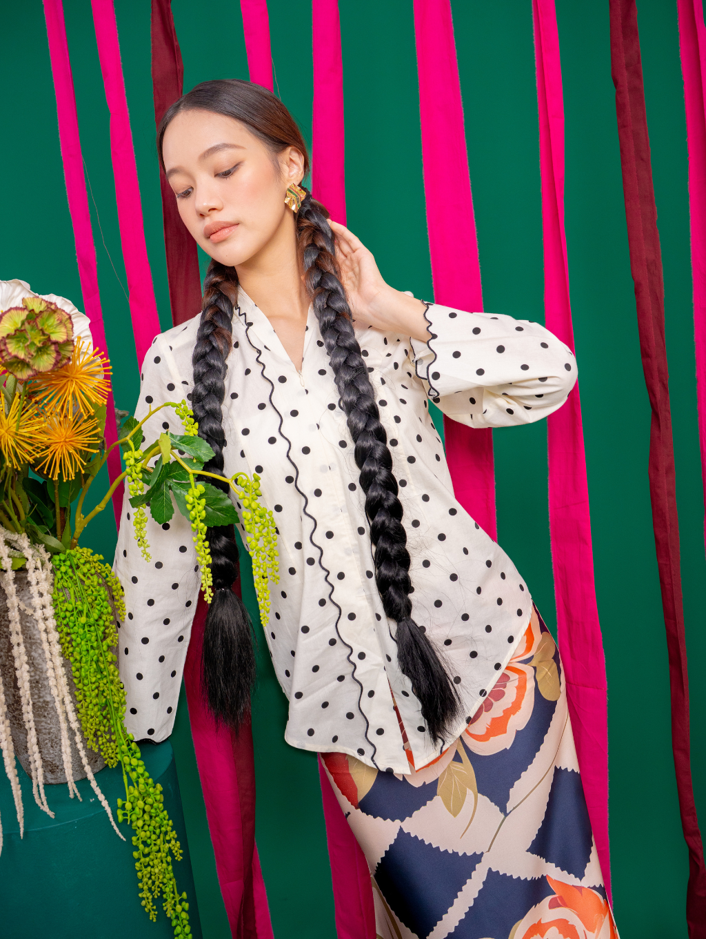 Elora Kebaya Top - Polka